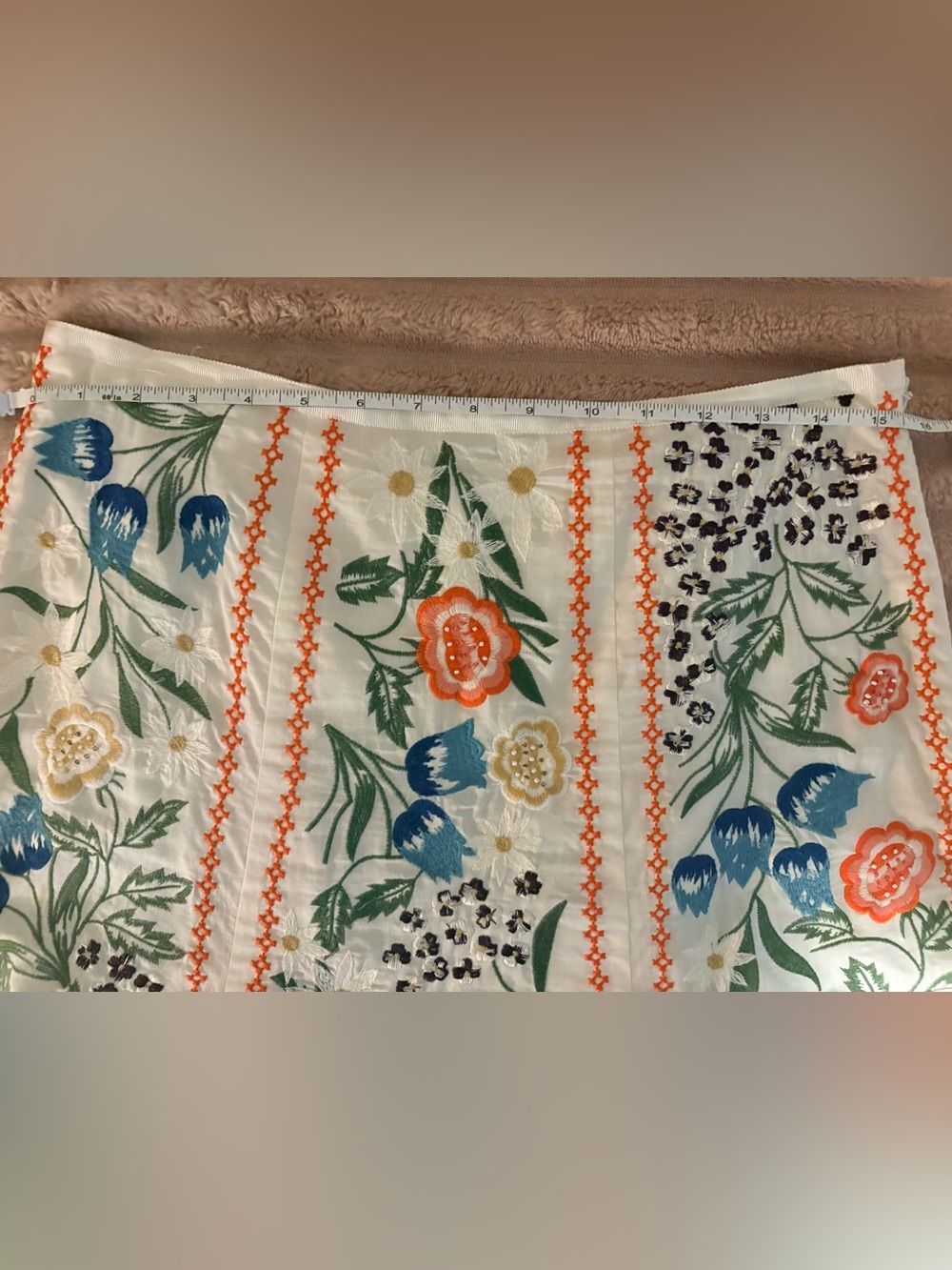 Boston Proper Embroidered Floral Midi Skirt - Size 6 - Picture 7 of 8